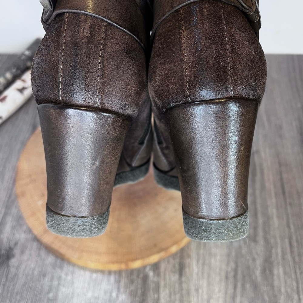 * Miz Mooz Brown Leather Wedge Ankle Booties | Narcissa Strap Boot | EU 38/7.5-8 - Picture 12 of 15